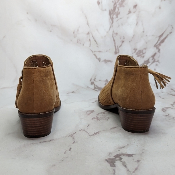 Vionic Bootie Women 6.5 Brown Suede Caramel Daytona Ankle Zip Perforated Tassel - Picture 4 of 12